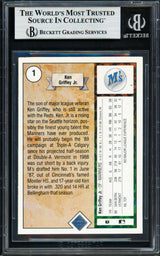 Ken Griffey Jr. Autographed 1989 Upper Deck Rookie Card #1 Seattle Mariners Beckett BAS #19211203
