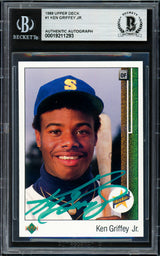 Ken Griffey Jr. Autographed 1989 Upper Deck Rookie Card #1 Seattle Mariners Beckett BAS #19211293