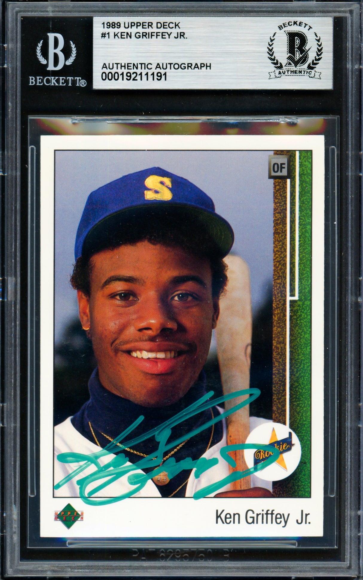 Ken Griffey Jr. Autographed 1989 Upper Deck Rookie Card #1 Seattle Mariners Beckett BAS #19211191