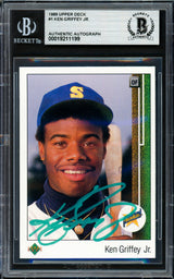 Ken Griffey Jr. Autographed 1989 Upper Deck Rookie Card #1 Seattle Mariners Beckett BAS #19211199