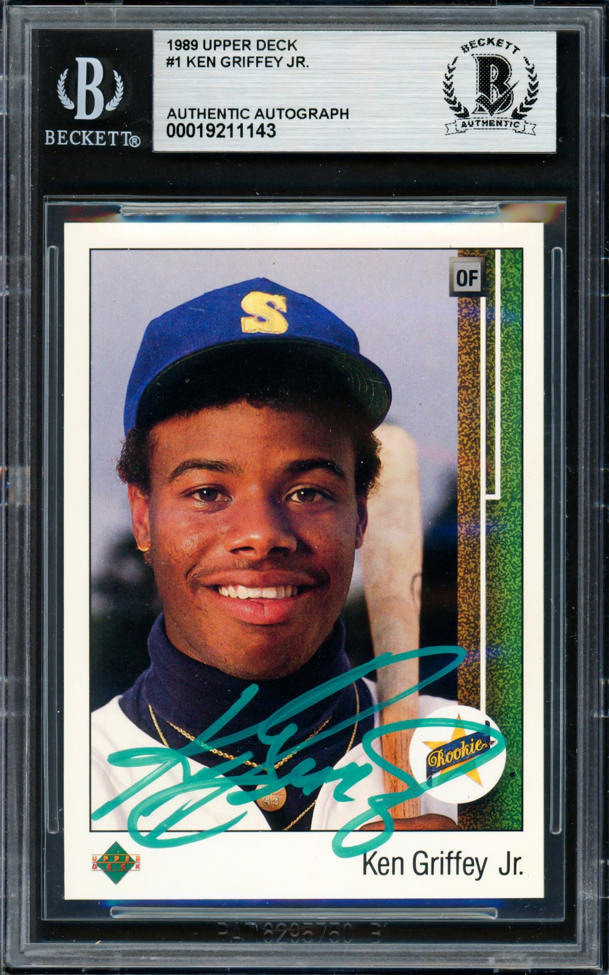 Ken Griffey Jr. Autographed 1989 Upper Deck Rookie Card #1 Seattle Mariners Beckett BAS #19211143