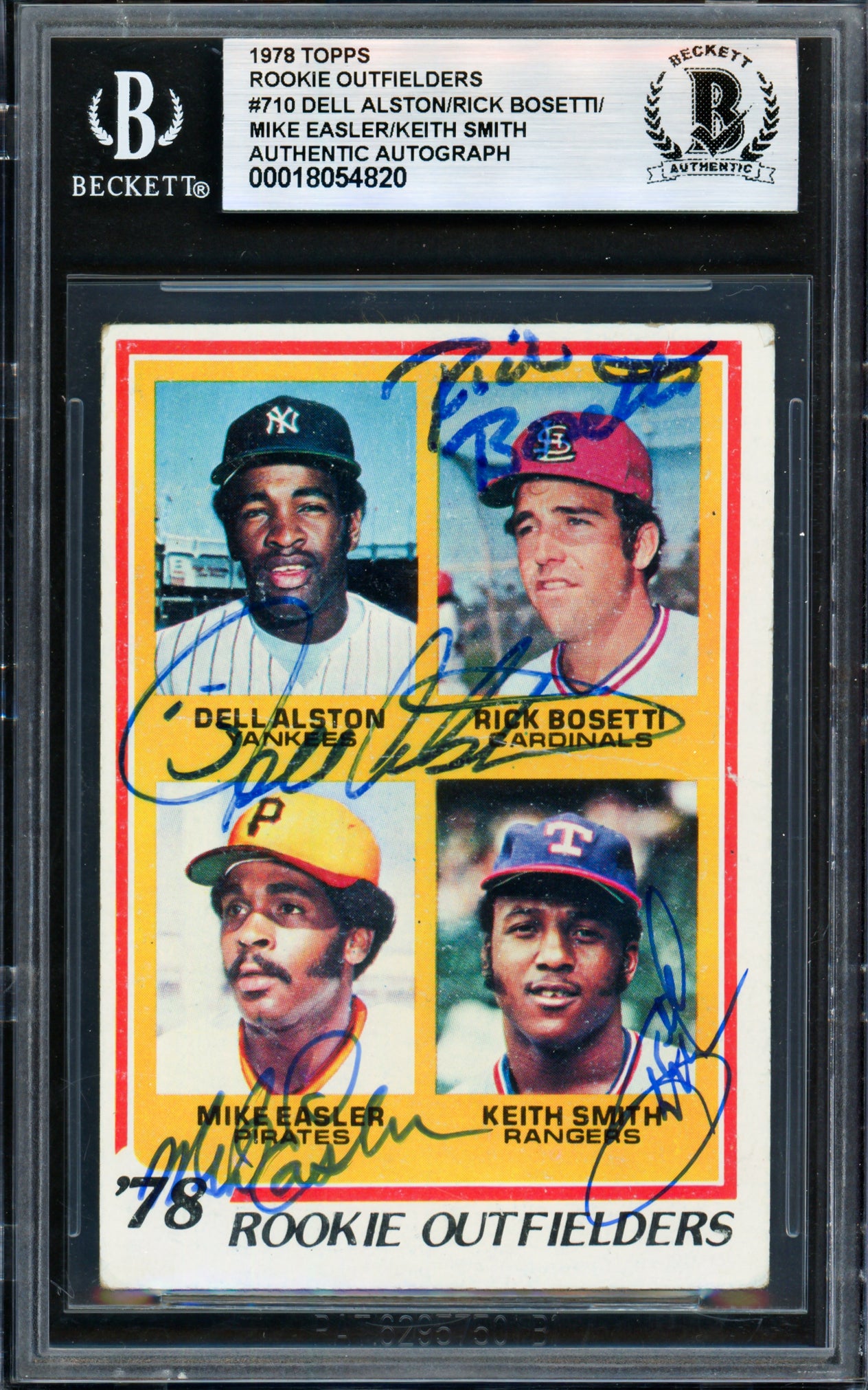 Rookie Outfielders Autographed 1978 Topps Card #710 Signed By All 4 Beckett BAS #18054820