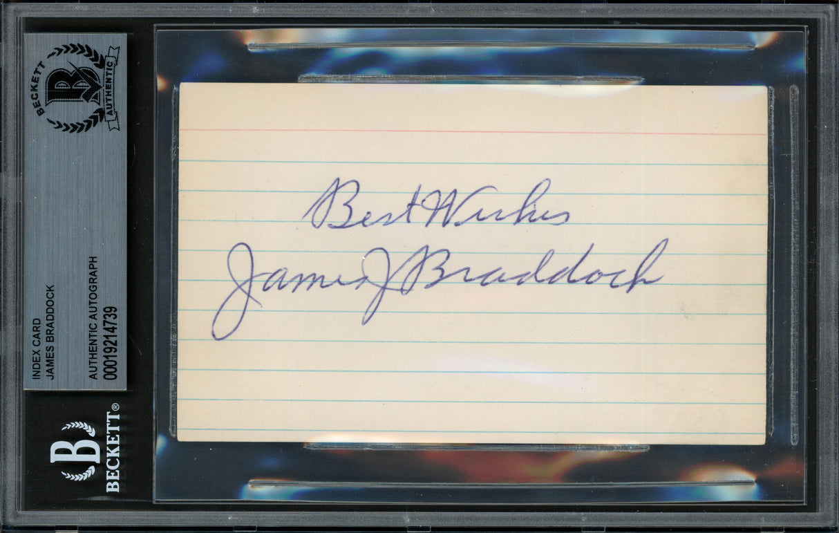 James Braddock Autographed 3x5 Index Card Cinderella Man Beckett BAS #19214739