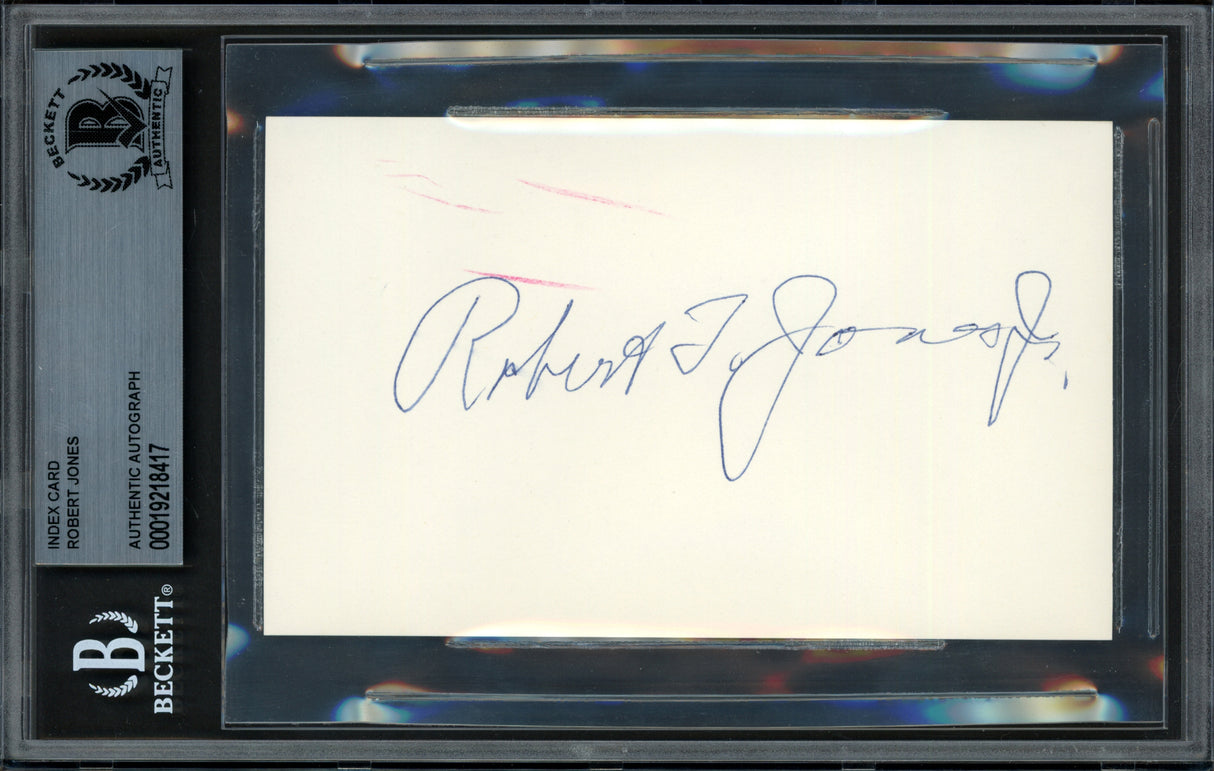 Robert Bobby Jones Autographed 3x5 Index Card Masters Beckett BAS #19218417