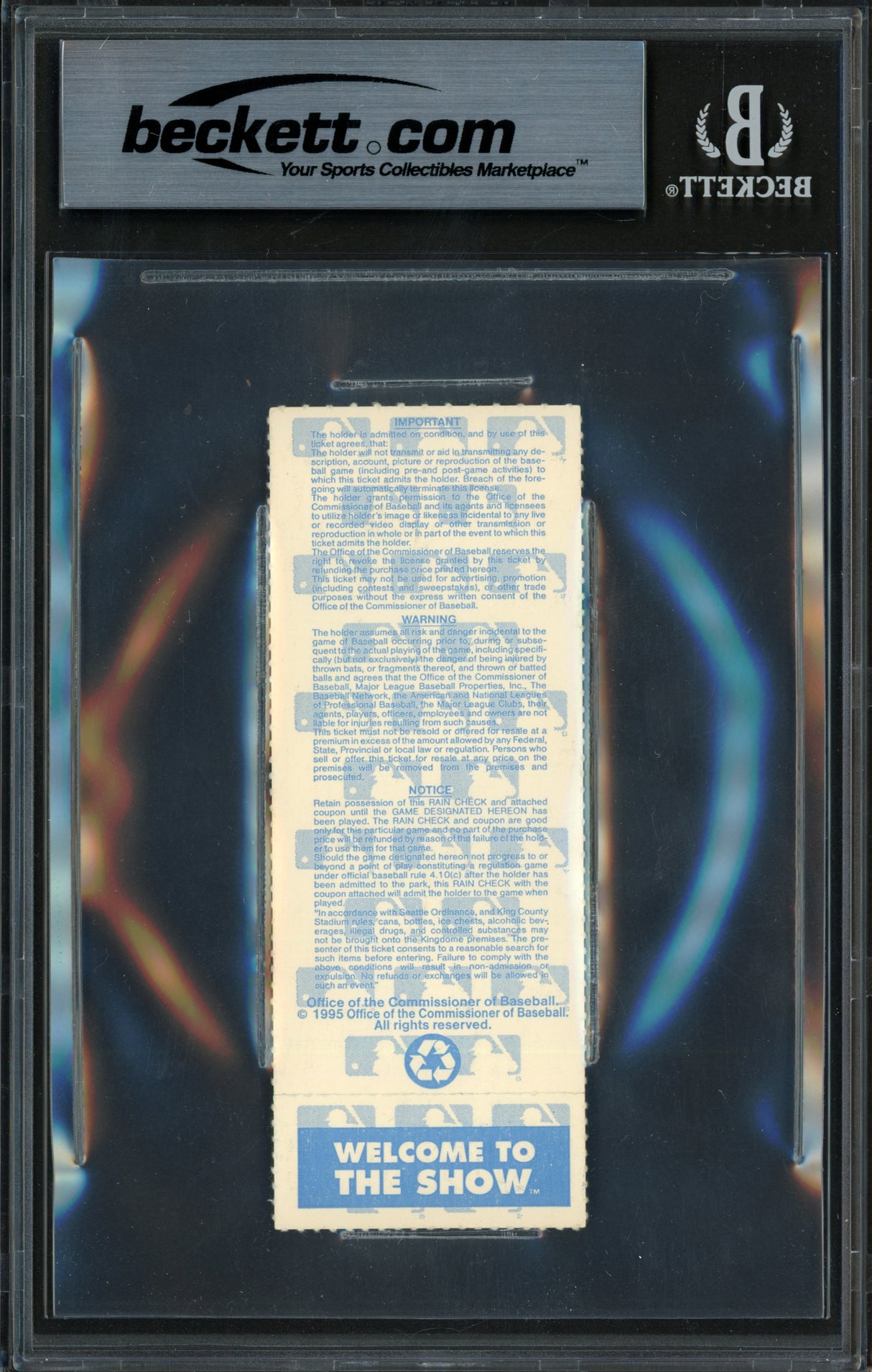 Ken Griffey Jr. Autographed 1995 ALCS Game 1 Ticket Seattle Mariners Beckett BAS #19215607