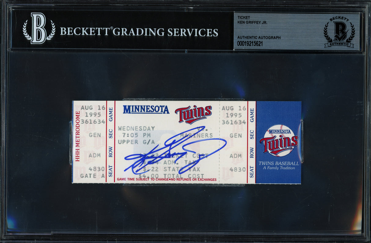 Ken Griffey Jr. Autographed 8/16/95 1000th Hit Ticket Seattle Mariners Beckett BAS #19215621