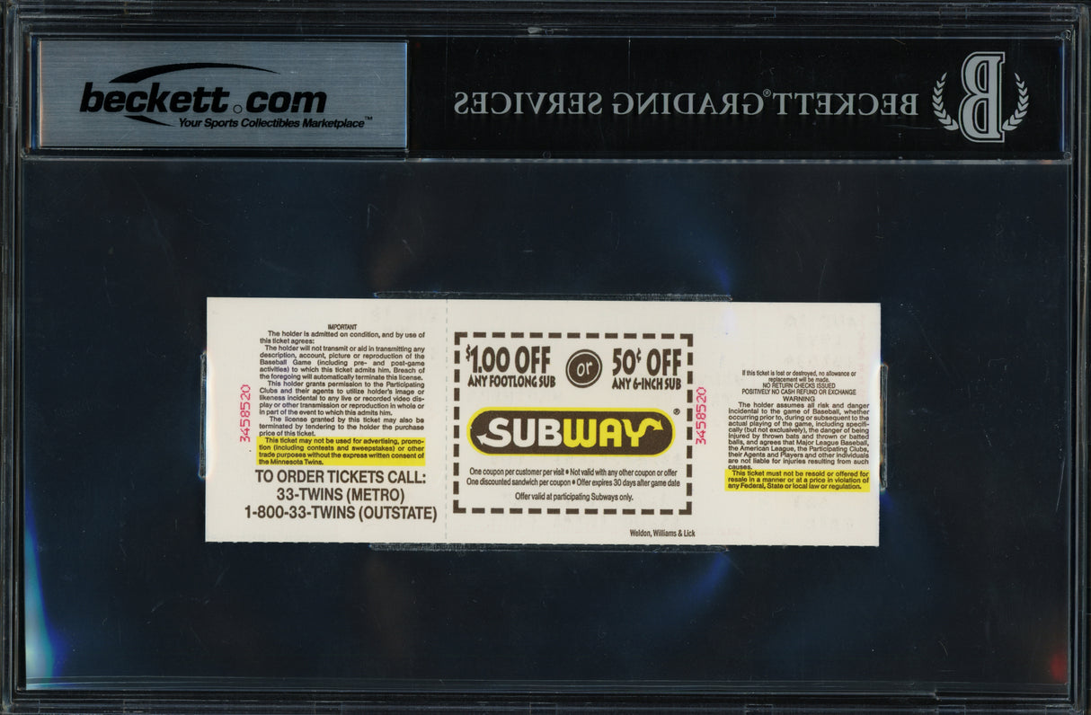 Ken Griffey Jr. Autographed 8/16/95 1000th Hit Ticket Seattle Mariners Beckett BAS #19215621