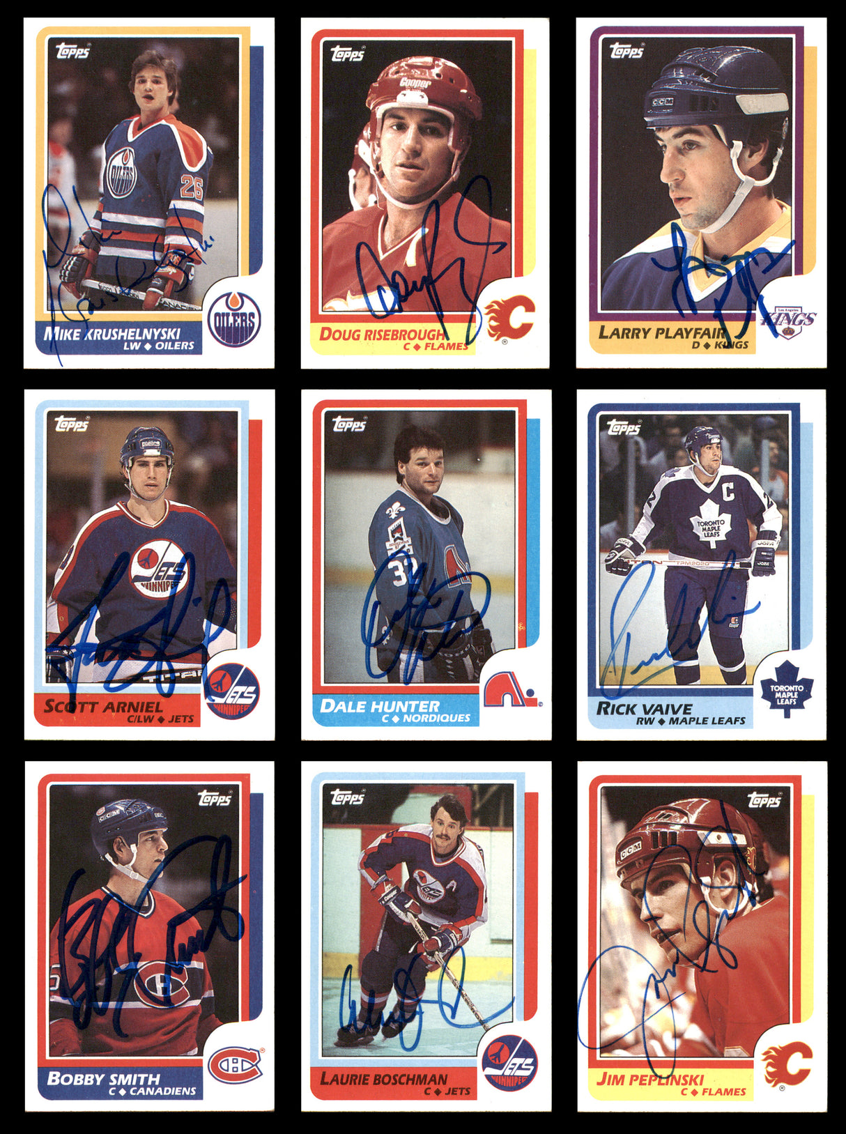 1986-87 Topps Hockey Autographed Cards (94 Count Lot - All Different) SKU #257872