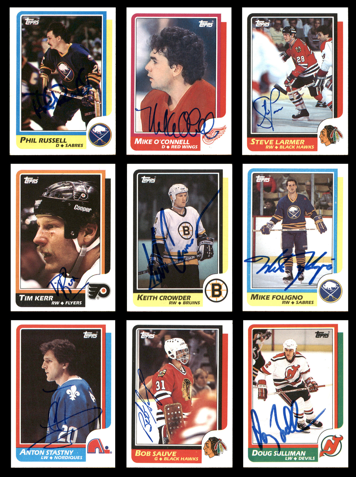 1986-87 Topps Hockey Autographed Cards (94 Count Lot - All Different) SKU #257872