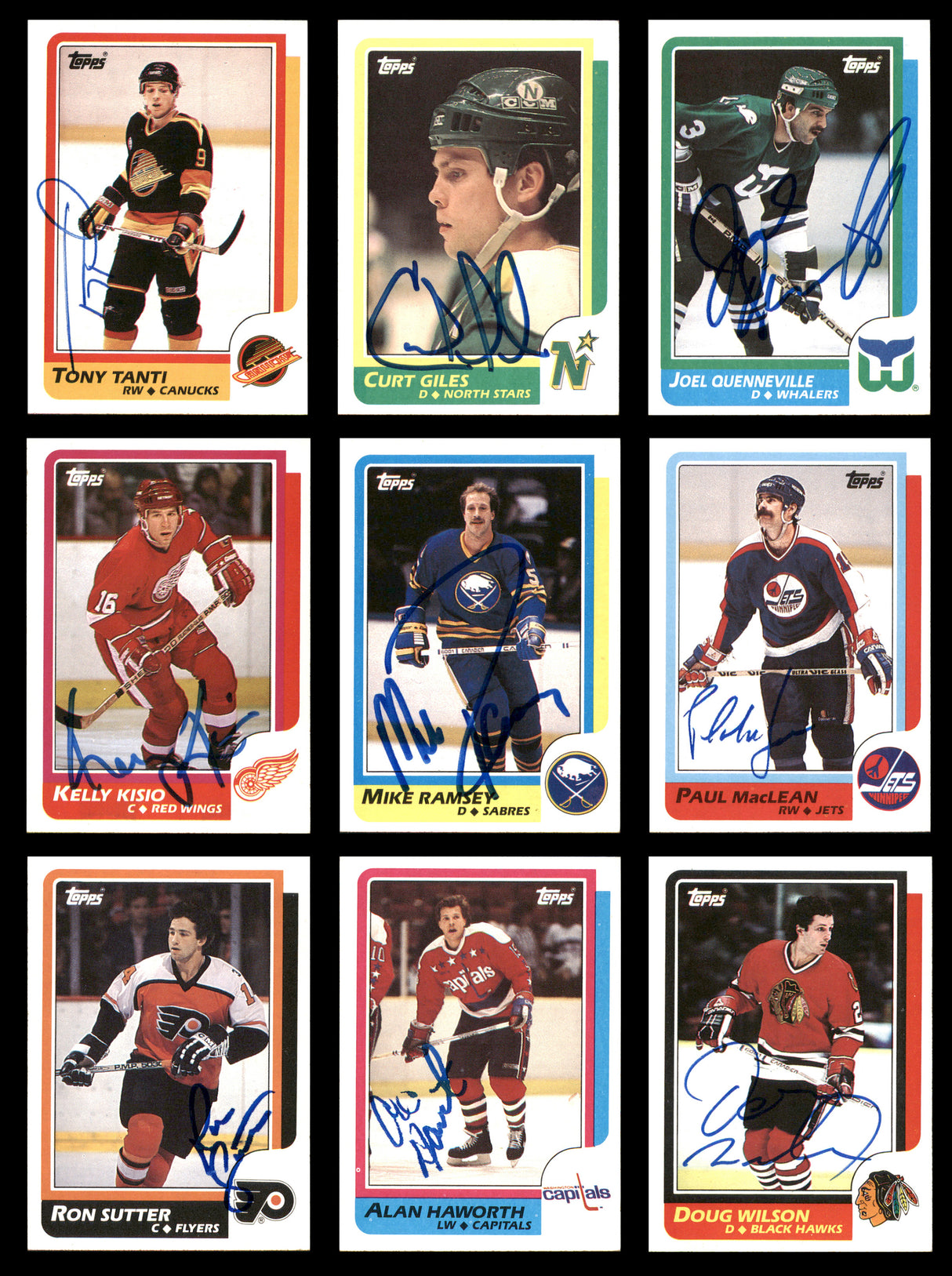 1986-87 Topps Hockey Autographed Cards (94 Count Lot - All Different) SKU #257872