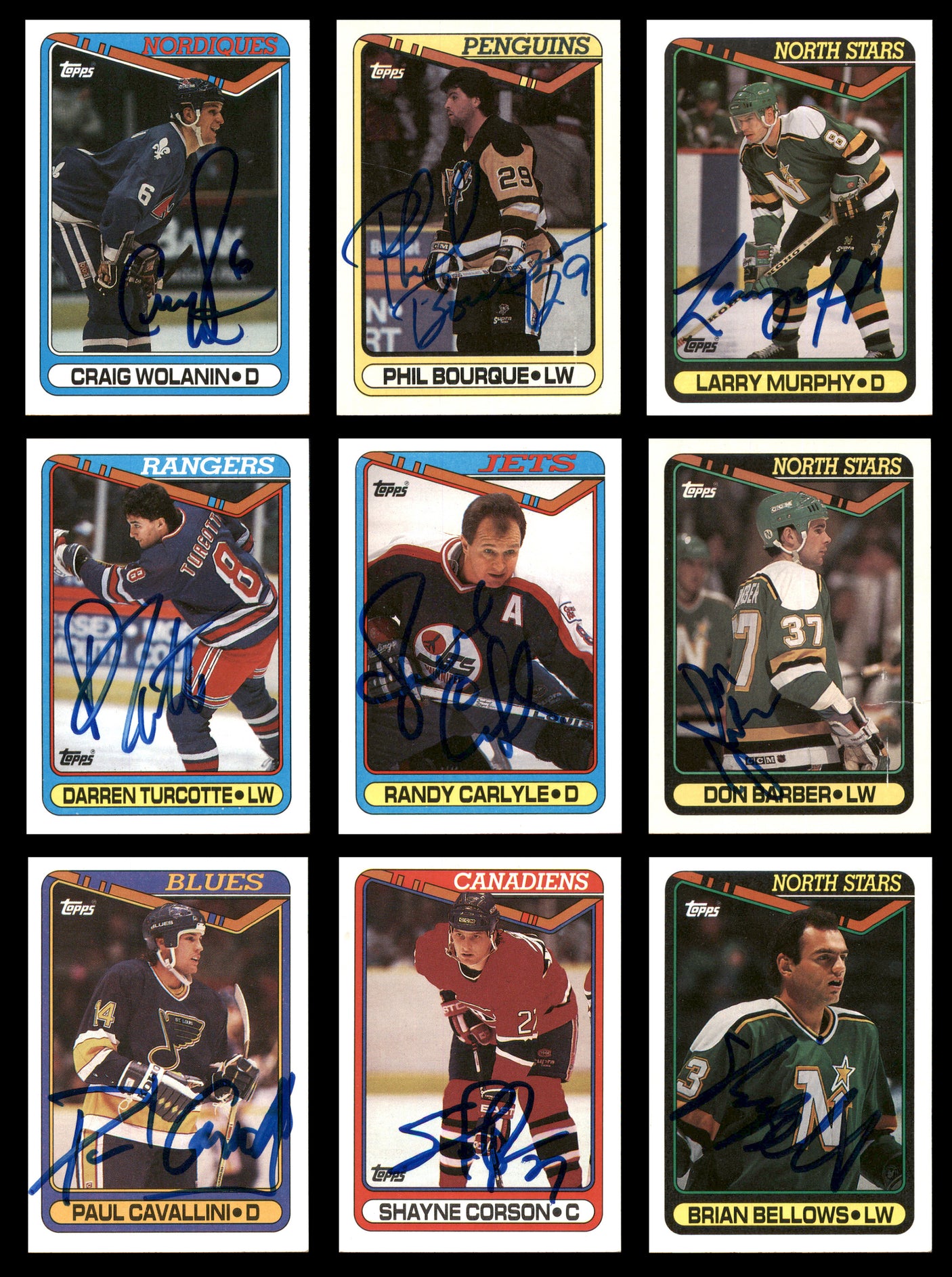 1990-91 Topps Hockey Autographed Cards (84 Count Lot - All Different) SKU #257894
