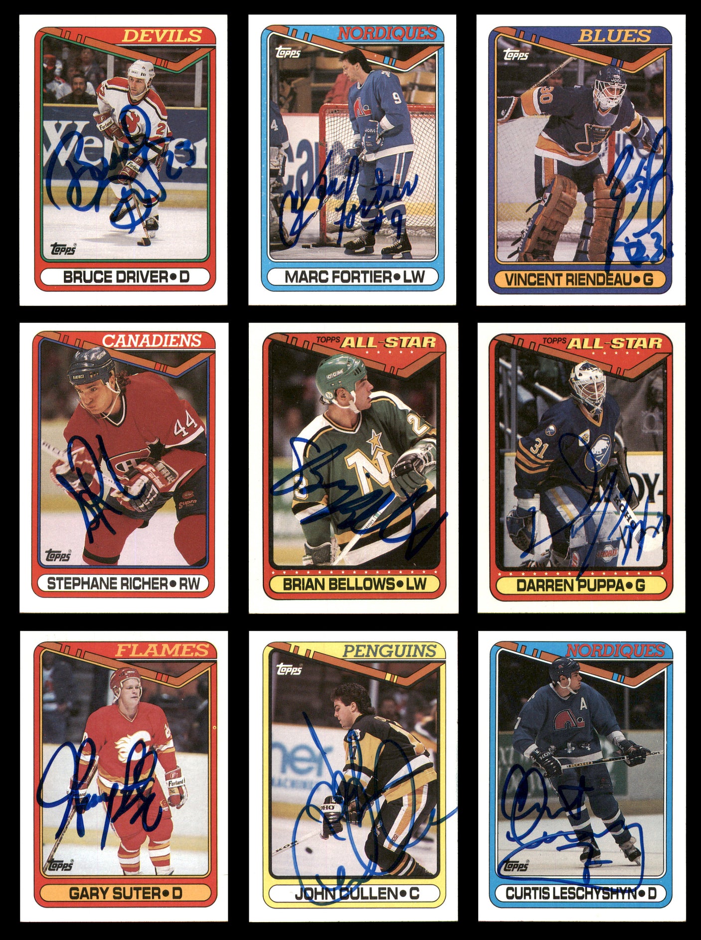 1990-91 Topps Hockey Autographed Cards (84 Count Lot - All Different) SKU #257894