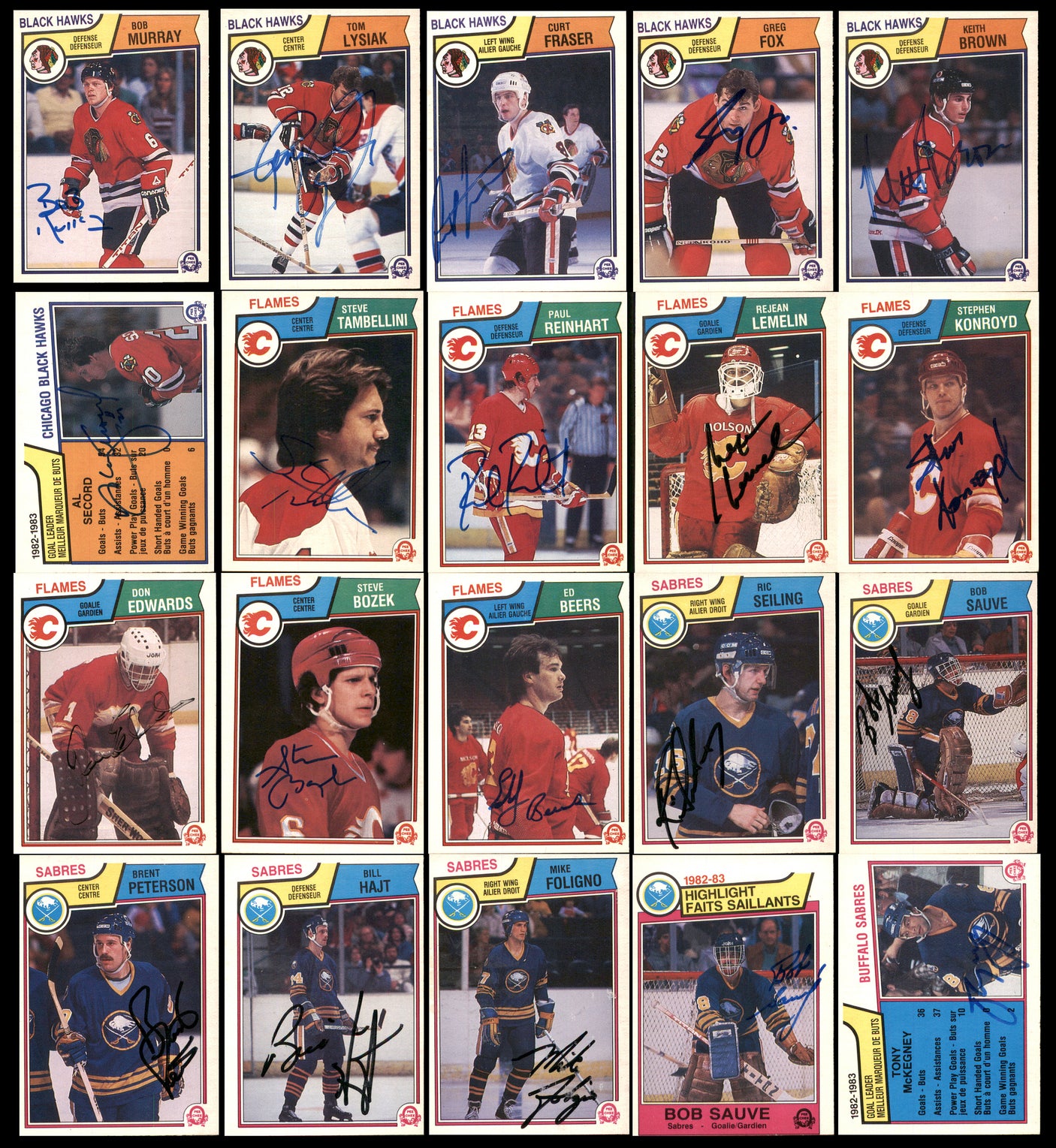 1983-84 O-Pee-Chee Hockey Autographed Cards (119 Count Lot - All Different) SKU #257899