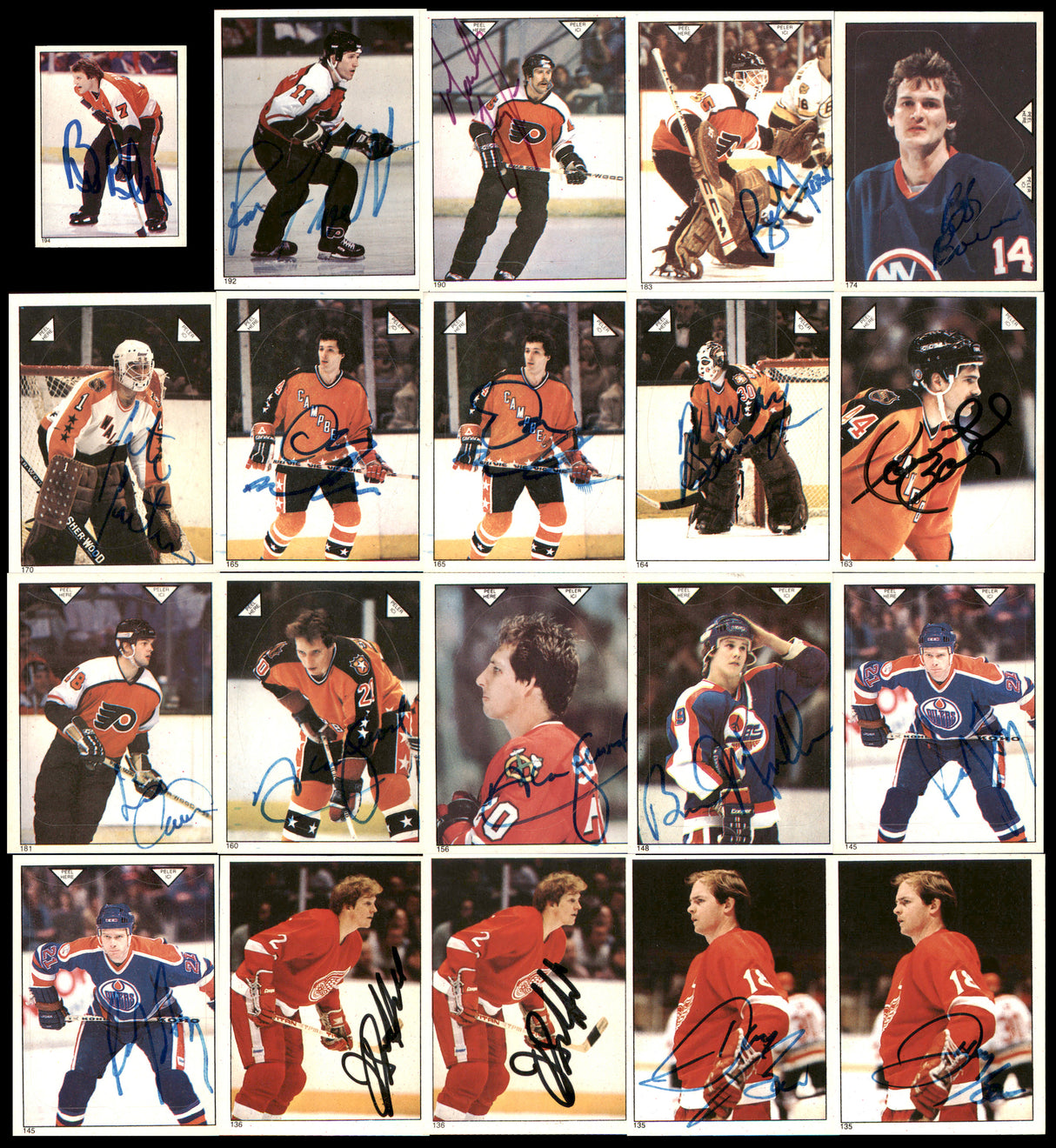 1983-84 Topps Stickers Hockey Autographed Cards (142 Count Lot) SKU #257914
