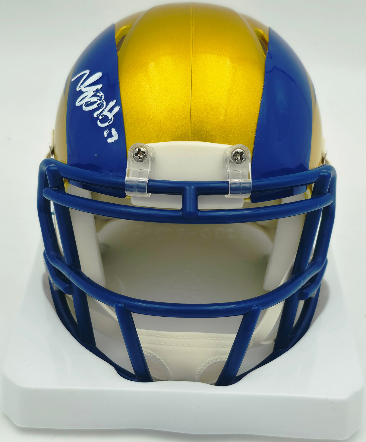 Davante Adams Autographed Los Angeles Rams Flash Yellow Speed Mini Helmet (Smudged) Beckett BAS Witness #4W061367
