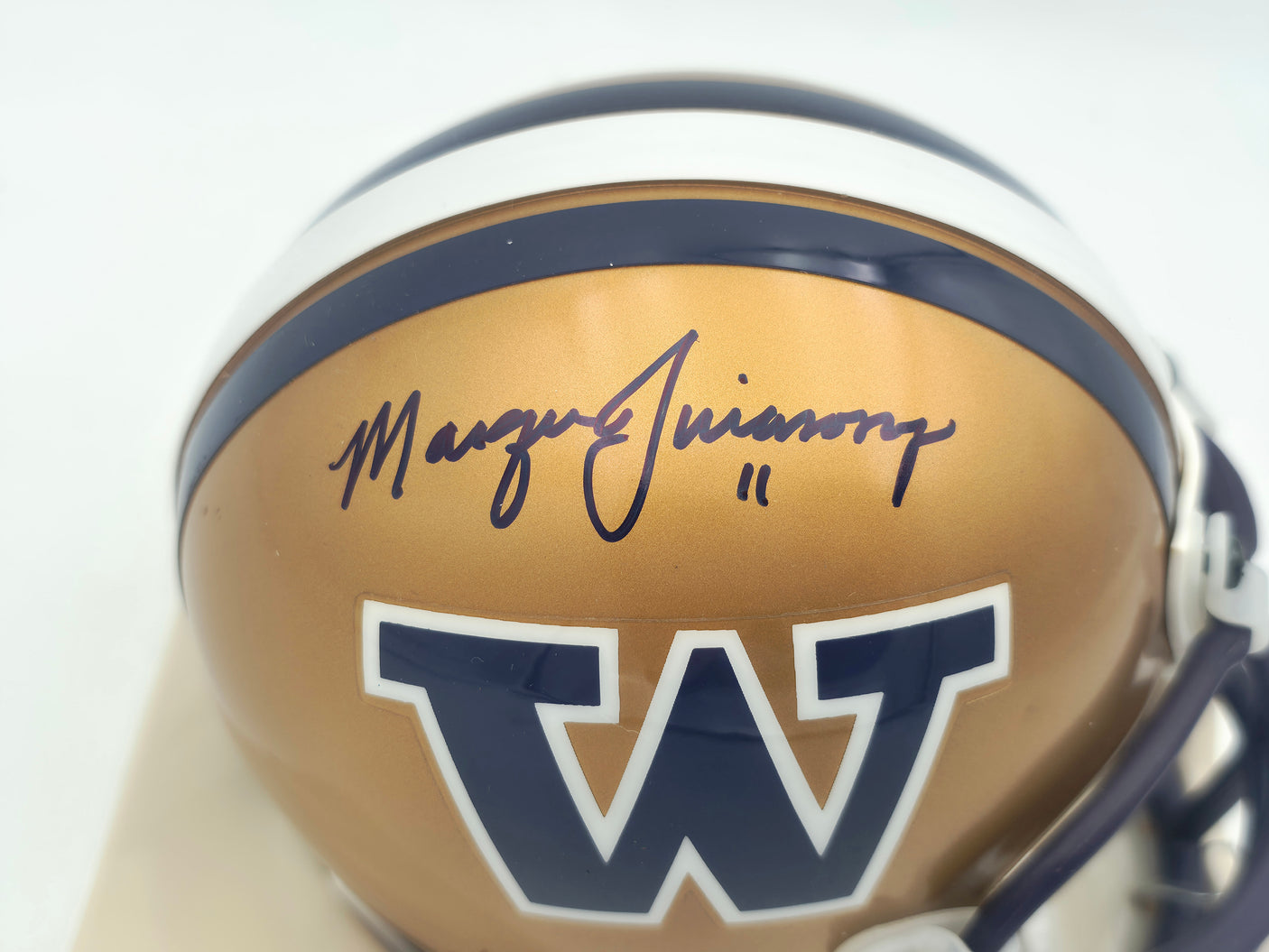 Marques Tuiasosopo Autographed Washington Huskies Gold Mini Helmet MCS Holo #63689