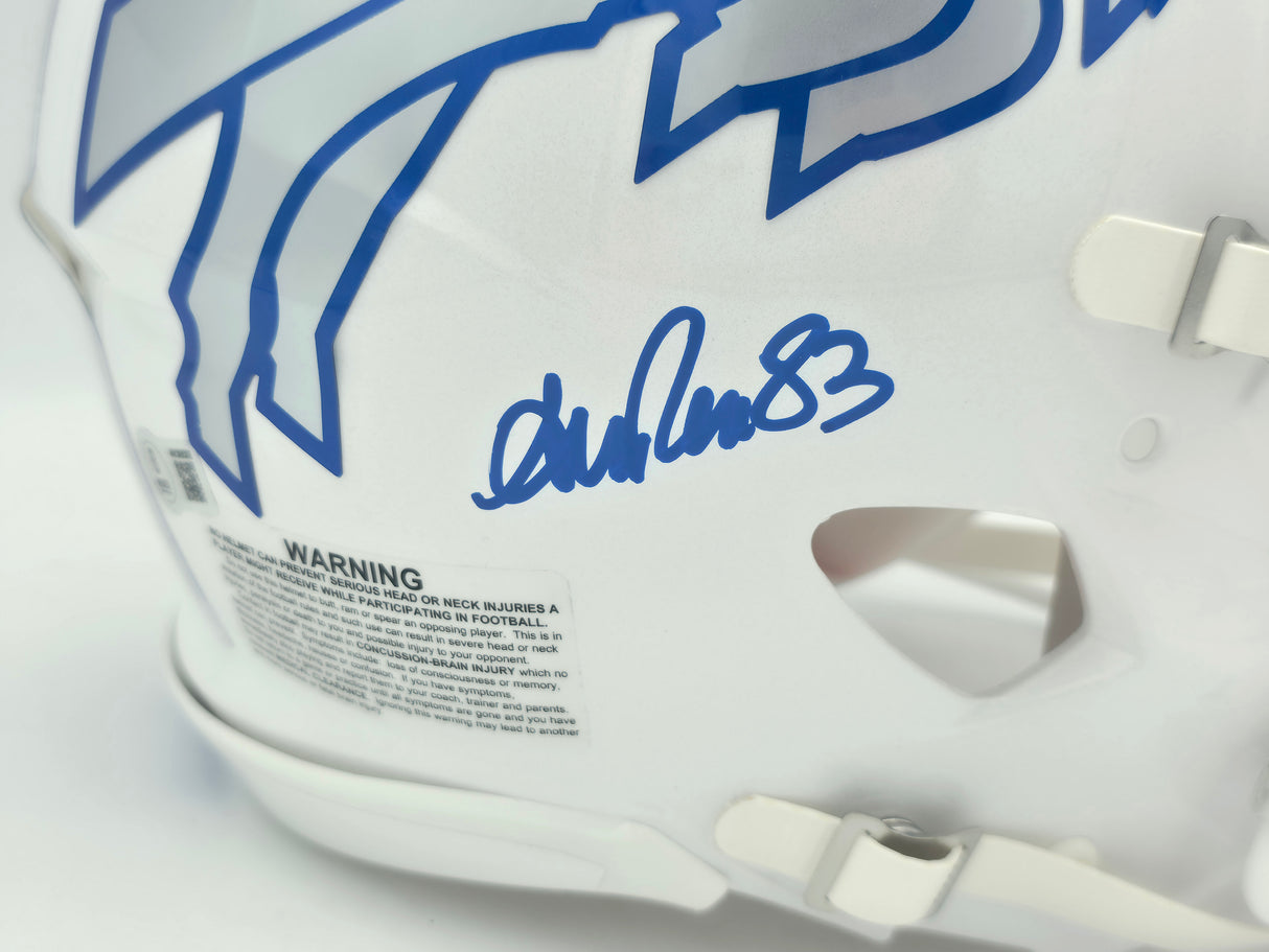 Jim Kelly, Thurman Thomas & Andre Reed Autographed Buffalo Bills Rivalries White Full Size Speed Authentic Helmet (Smudged) Beckett BAS Witness #4W369388