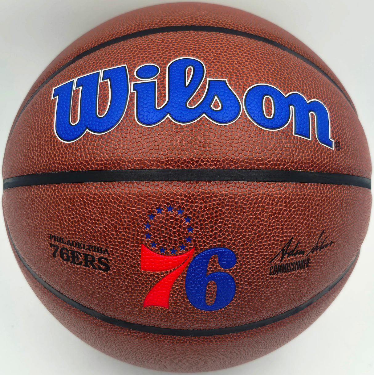 Allen Iverson Autographed Composite Leather Basketball Philadelphia 76ers Logo Beckett BAS Witness #3W343128