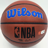 Allen Iverson Autographed Composite Leather Basketball Philadelphia 76ers Logo Beckett BAS Witness #3W343160