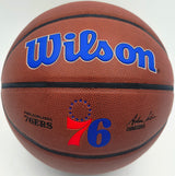 Allen Iverson Autographed Composite Leather Basketball Philadelphia 76ers Logo Beckett BAS Witness #3W343160