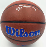 Allen Iverson Autographed Composite Leather Basketball Philadelphia 76ers Logo (Smudged) Beckett BAS Witness #3W343166