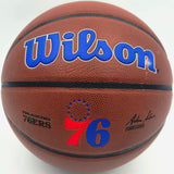 Allen Iverson Autographed Composite Leather Basketball Philadelphia 76ers Logo (Smudged) Beckett BAS Witness #3W343166
