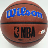 Allen Iverson Autographed Composite Leather Basketball Philadelphia 76ers Logo (Smudged) Beckett BAS Witness #3W343166