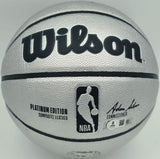 Allen Iverson Autographed Platinum Edition Composite Leather Basketball Philadelphia 76ers Beckett BAS Witness #3W343066