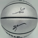 Allen Iverson Autographed Platinum Edition Composite Leather Basketball Philadelphia 76ers (Signed Twice) Beckett BAS Witness #3W343064