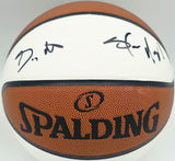 Gary Payton & Shawn Kemp Autographed White Spalding Leather Basketball Seattle Supersonics Beckett BAS QR #BF05054