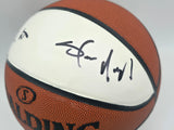Gary Payton & Shawn Kemp Autographed White Spalding Leather Basketball Seattle Supersonics Beckett BAS QR #BF05054