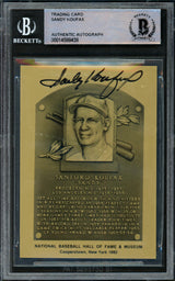 Sandy Koufax Autographed 1982 Hall of Fame Metallic Plaque Card Los Angeles Dodgers Beckett BAS #14588438