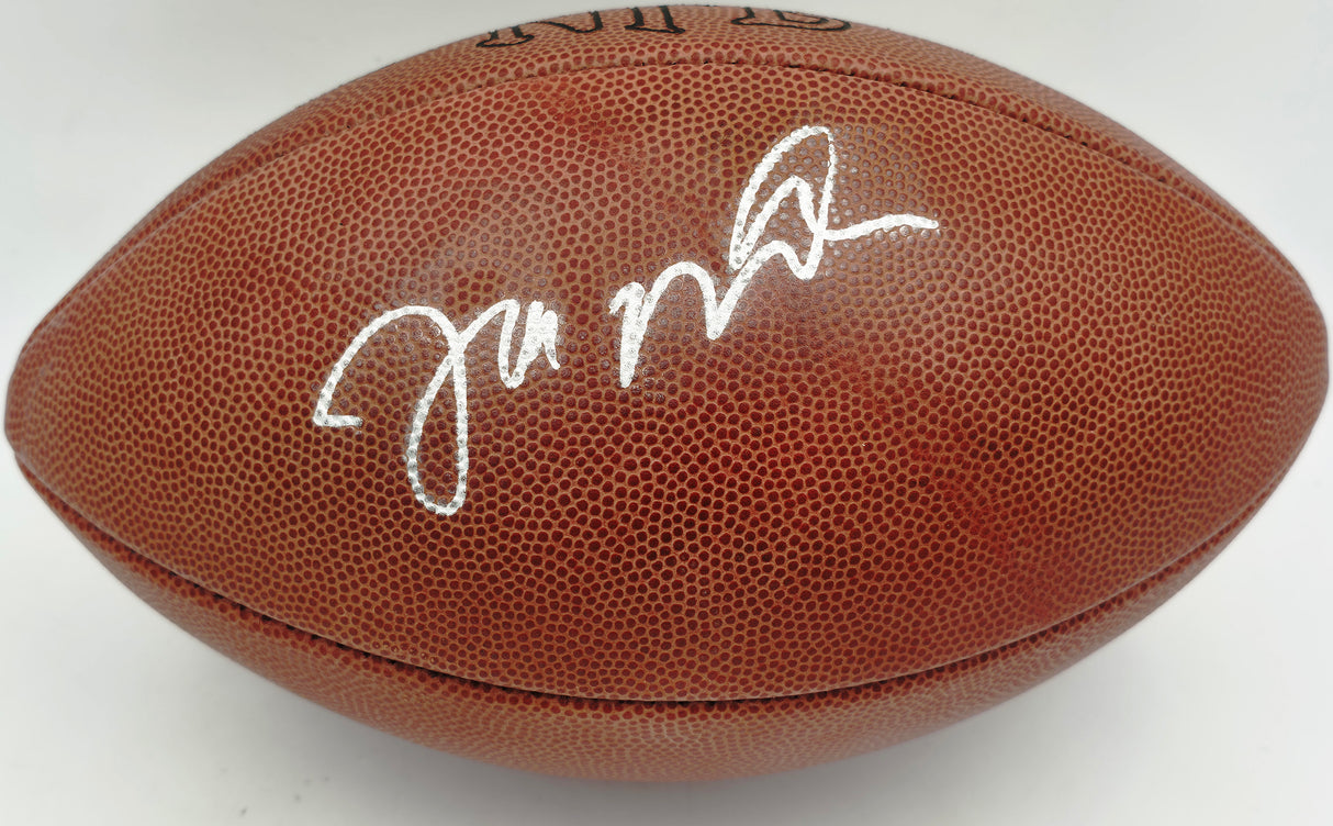 Joe Montana Autographed Official NFL Leather Football San Francisco 49ers (Smudged) Beckett BAS QR #BS30303