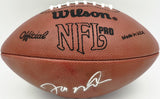Joe Montana Autographed Official NFL Leather Football San Francisco 49ers (Smudged) Beckett BAS QR #BS30303