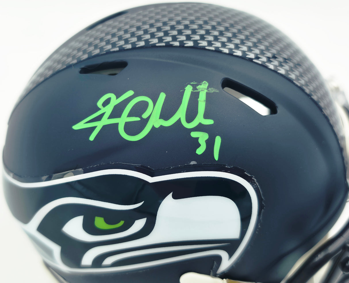Kam Chancellor Autographed Seattle Seahawks Blue Speed Mini Helmet (Smudged) Beckett BAS Witness #4W380918