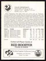 Dave Semenko Autographed 1982-83 Red Rooster Card Edmonton Oilers SKU #258349