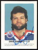 Dave Semenko Autographed 1984-85 Post Red Rooster Card Edmonton Oilers SKU #258381