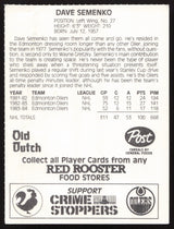 Dave Semenko Autographed 1984-85 Post Red Rooster Card Edmonton Oilers SKU #258381