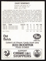 Dave Semenko Autographed 1984-85 Post Red Rooster Card Edmonton Oilers SKU #258381