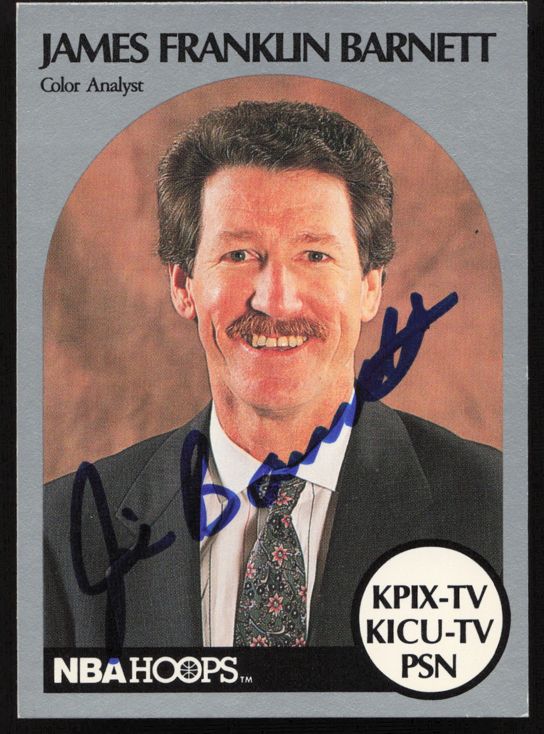Jim Barnett Autographed 1990-91 Hoops Card Golden State Warriors SKU #259027