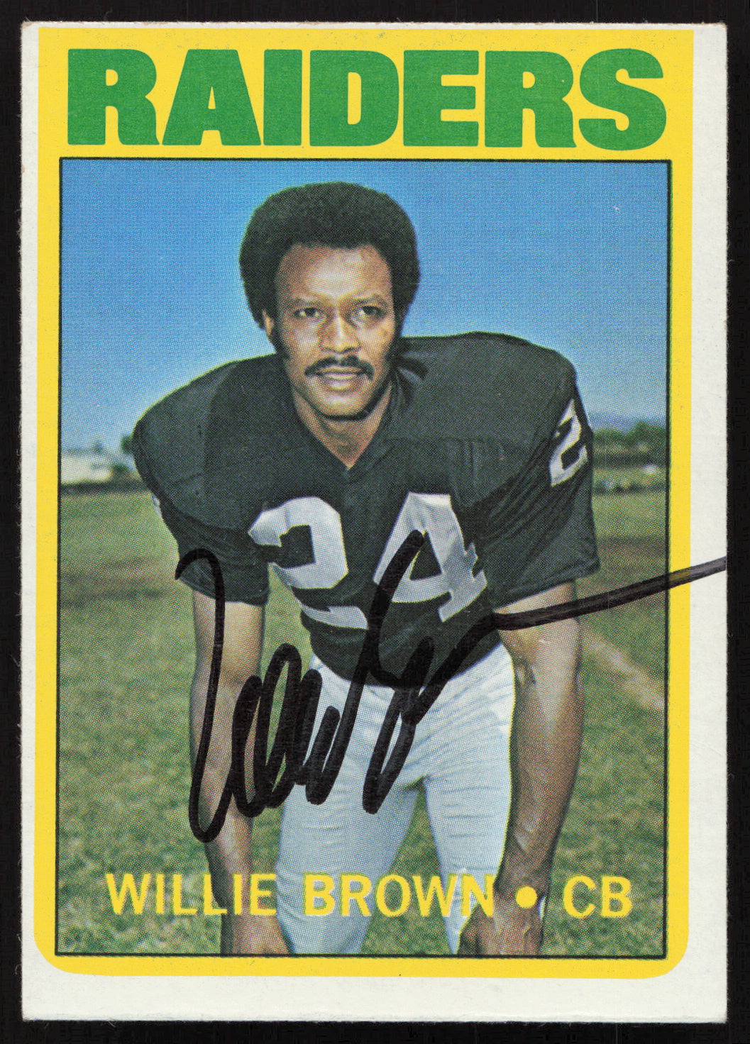 Willie Brown Autographed 1972 Topps Card #28 Oakland Raiders SKU #259120
