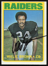 Willie Brown Autographed 1972 Topps Card #28 Oakland Raiders SKU #259120