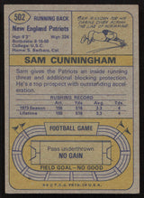 Sam Cunningham Autographed 1974 Topps Rookie Card #502 New England Patriots SKU #259134