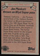 Jim Plunkett Autographed 1981 Topps Card #335 Oakland Raiders SKU #259208