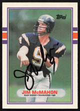 Jim McMahon Autographed 1989 Topps Traded Card #97T San Diego Chargers SKU #259298