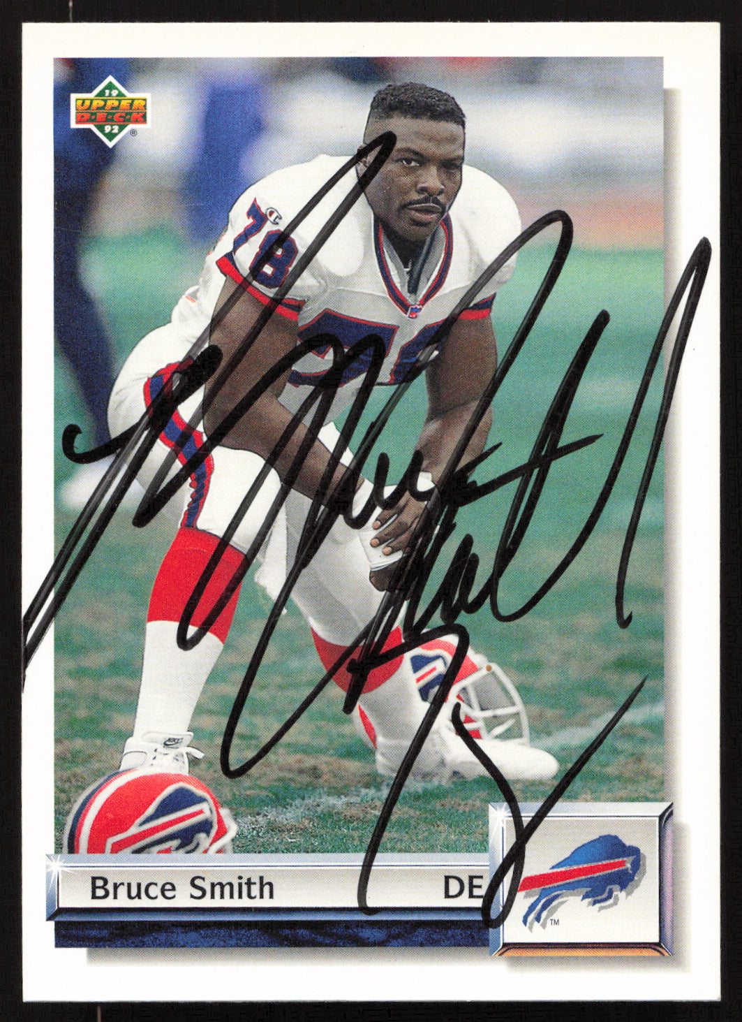 Bruce Smith Autographed 1992 Upper Deck Gold Card #G48 Buffalo Bills SKU #259486