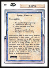 Jason Hanson Autographed 1992 Upper Deck Rookie Card #411 Detroit Lions SKU #259515