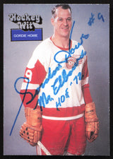 Gordie Howe Autographed 1994 Hockey Wit Card #9 Detroit Red Wings "Mr. Elbows HOF 72" SKU #259694