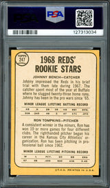 Johnny Bench Autographed 1968 Topps Rookie Card #247 Cincinnati Reds PSA 4 Auto Grade Gem Mint 10 PSA/DNA #127313034