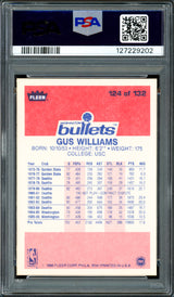 Gus Williams Autographed 1986 Fleer Rookie Card #124 Washington Bullets PSA 6 Auto Grade Gem Mint 10 PSA/DNA #127229202
